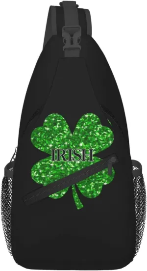 St Patrick's Day Bags Lucky Clover Shamrock Sling Bag Crossbody Backpack Shoulder Casual Daypack Bag for Men Women