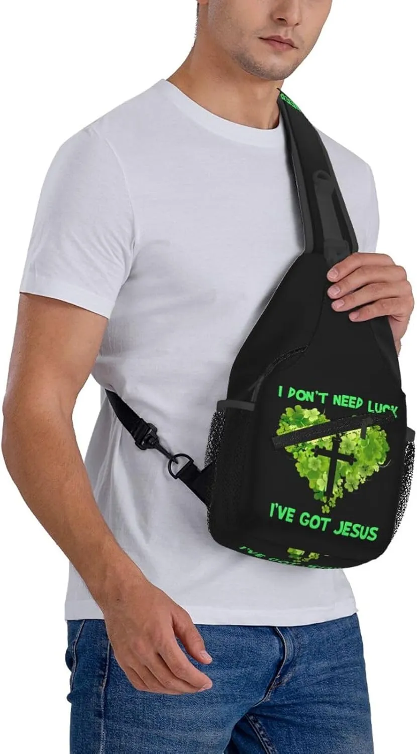 St Patrick's Day Irish Flag Shamrock Clover Sling Bag Crossbody Bag Casual Chest Bags Travel Shoulder Backpack