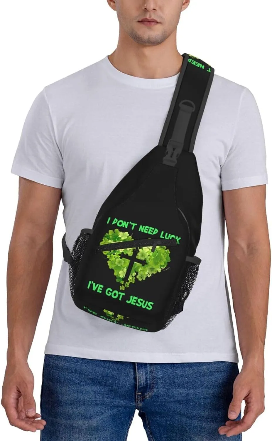 St Patrick's Day Irish Flag Shamrock Clover Sling Bag Crossbody Bag Casual Chest Bags Travel Shoulder Backpack