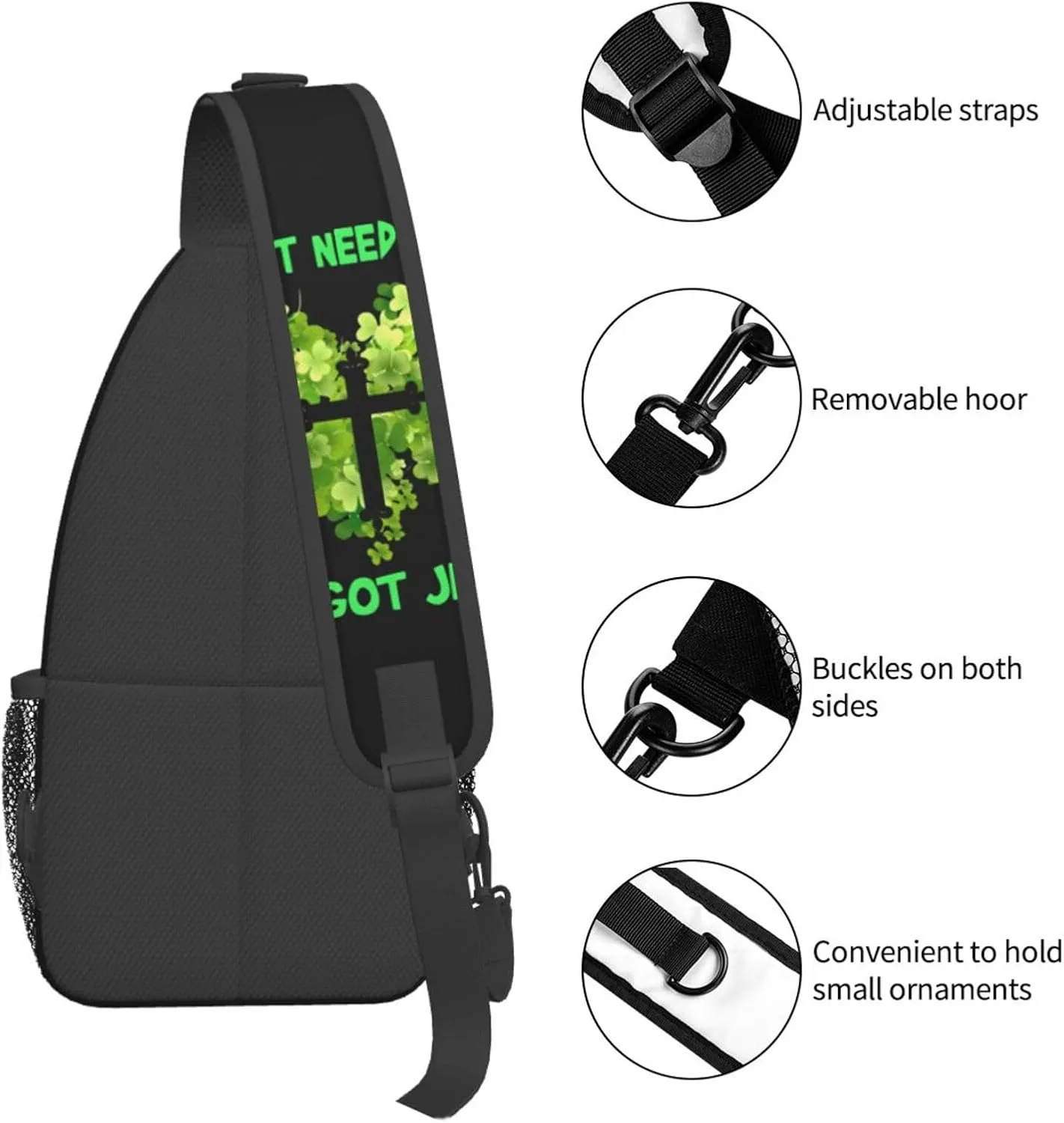 St Patrick's Day Irish Flag Shamrock Clover Sling Bag Crossbody Bag Casual Chest Bags Travel Shoulder Backpack