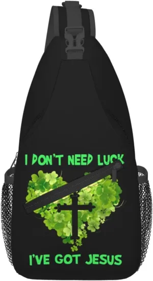 St Patrick's Day Irish Flag Shamrock Clover Sling Bag Crossbody Bag Casual Chest Bags Travel Shoulder Backpack