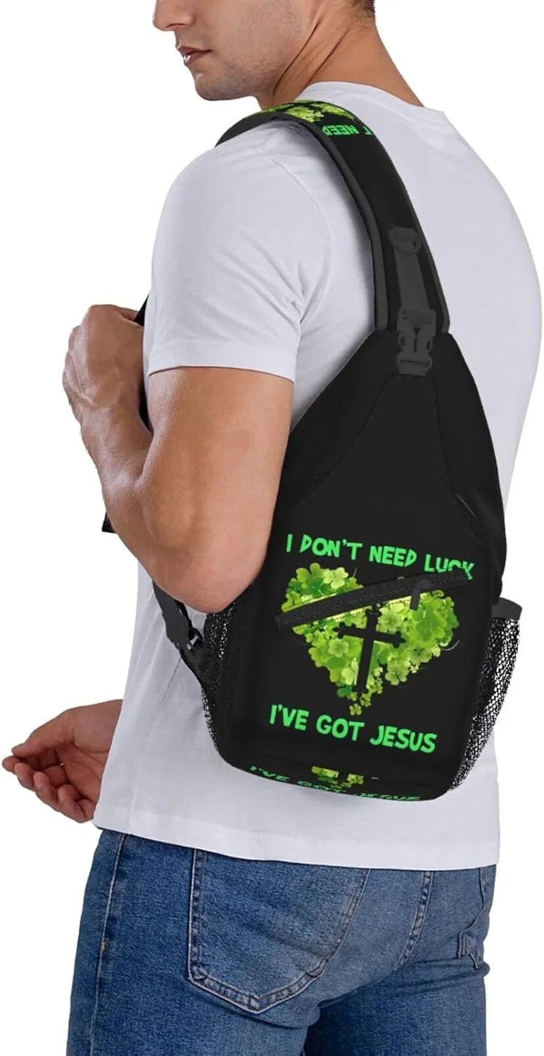 St Patrick's Day Irish Flag Shamrock Clover Sling Bag Crossbody Bag Casual Chest Bags Travel Shoulder Backpack