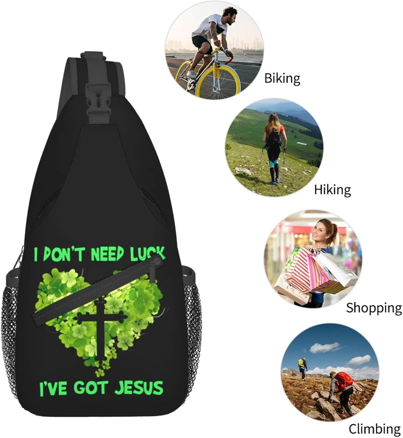 St Patrick's Day Irish Flag Shamrock Clover Sling Bag Crossbody Bag Casual Chest Bags Travel Shoulder Backpack