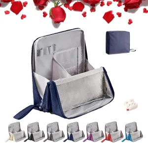 Standing Makeup Bag – Portable, Large Capacity, Doresty Makeup Bag, Waterproof Makeup Organizer with Compartments, Makeup Bag Organizer with Compartments, Travel-Friendly (Blue)