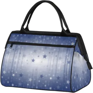 Star Stripe Indigo Womens Weekender Overnight Bag 4th of July Travel Duffel Bag 25L Carry On Tote Bag Gym Duffle Bag for Women Teen Girls
