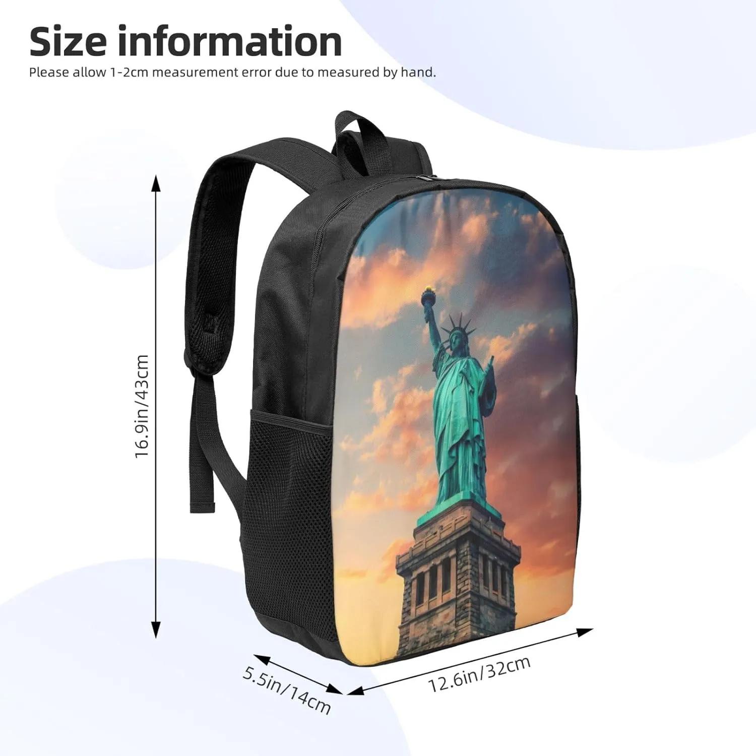 Statue Of Libertys Backpack, 17 Inch Travel Business Laptop Backpack For Women Men