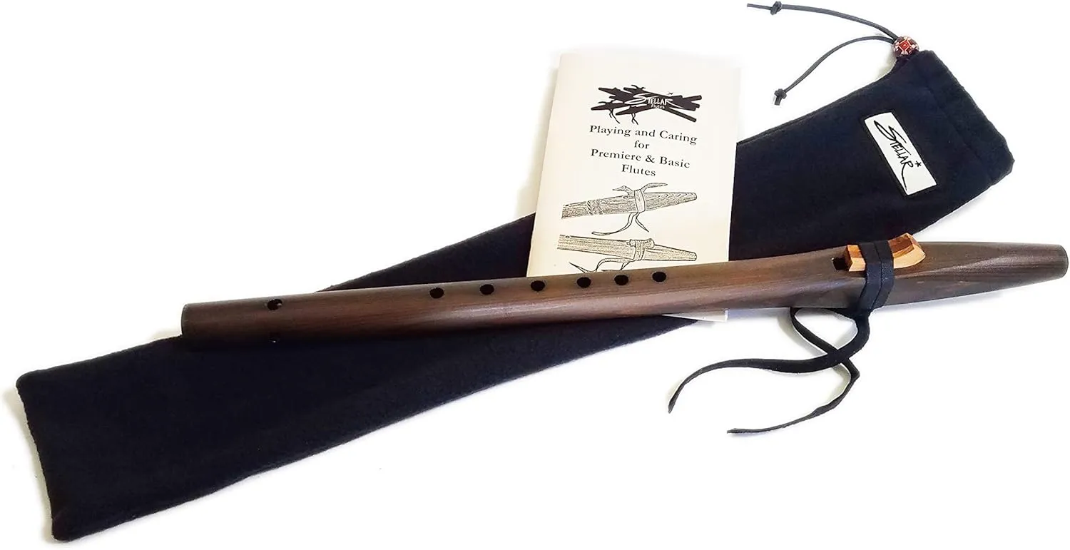 Stellar Flutes Iron Stained Cedar Native American Style G Flute Package With Book and Bag