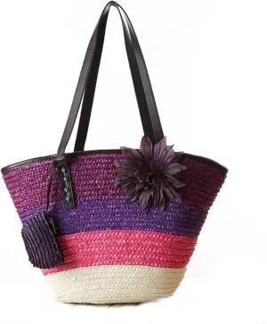 Straw Bag Beach Bags for Women - Straw Large Beach Tote Bag - Summer Handwoven Shoulder Bags for Beach.