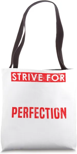 Strive For Perfection - Red & White Distressed Gym Tote Bag