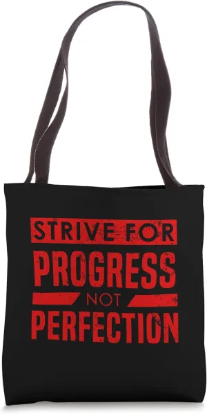 Strive For Perfection - Red Distressed Gym Tote Bag