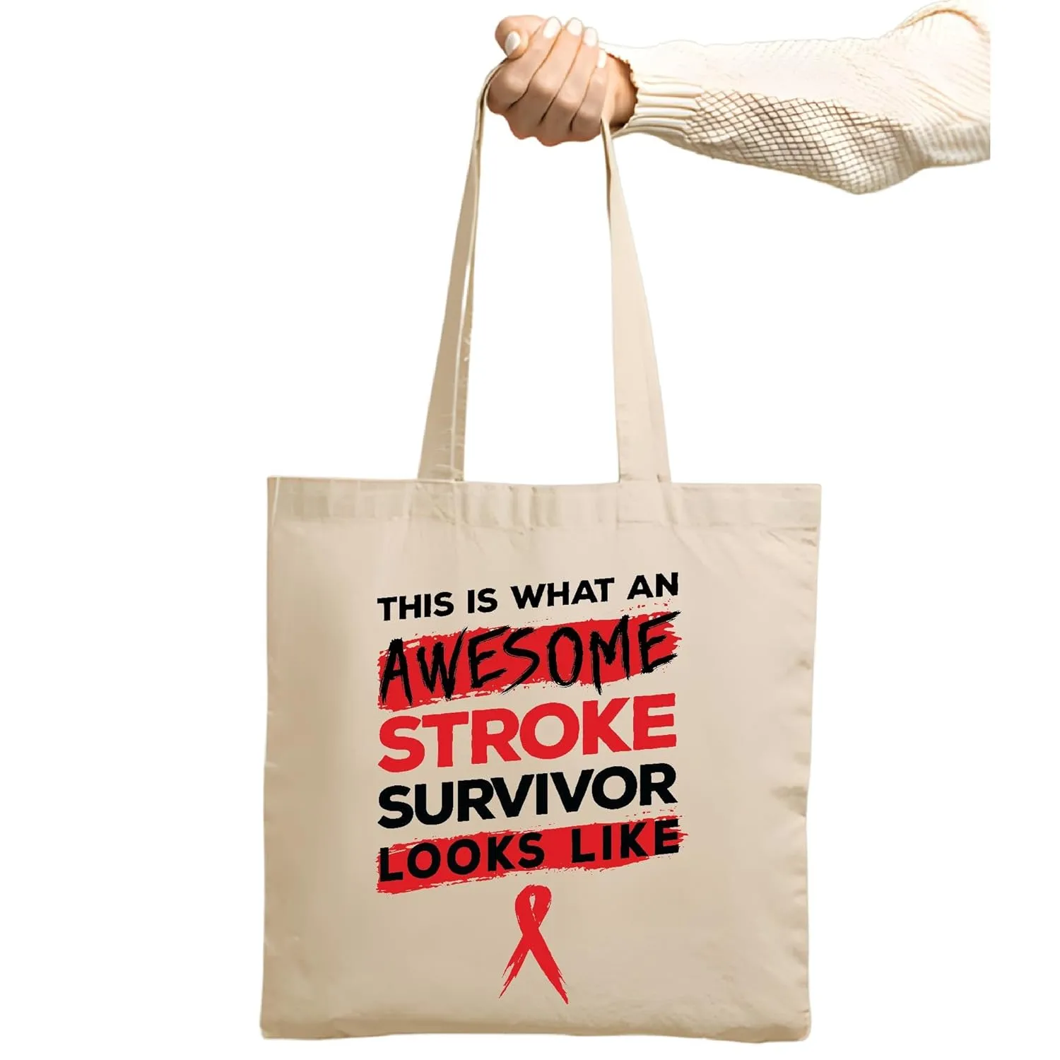 Stroke Survivor Awareness Gift for Awesome Survivors Natural White Multicolor Canvas Tote Bag