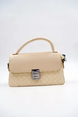 Stylish Ivory Woven Texture Handbag