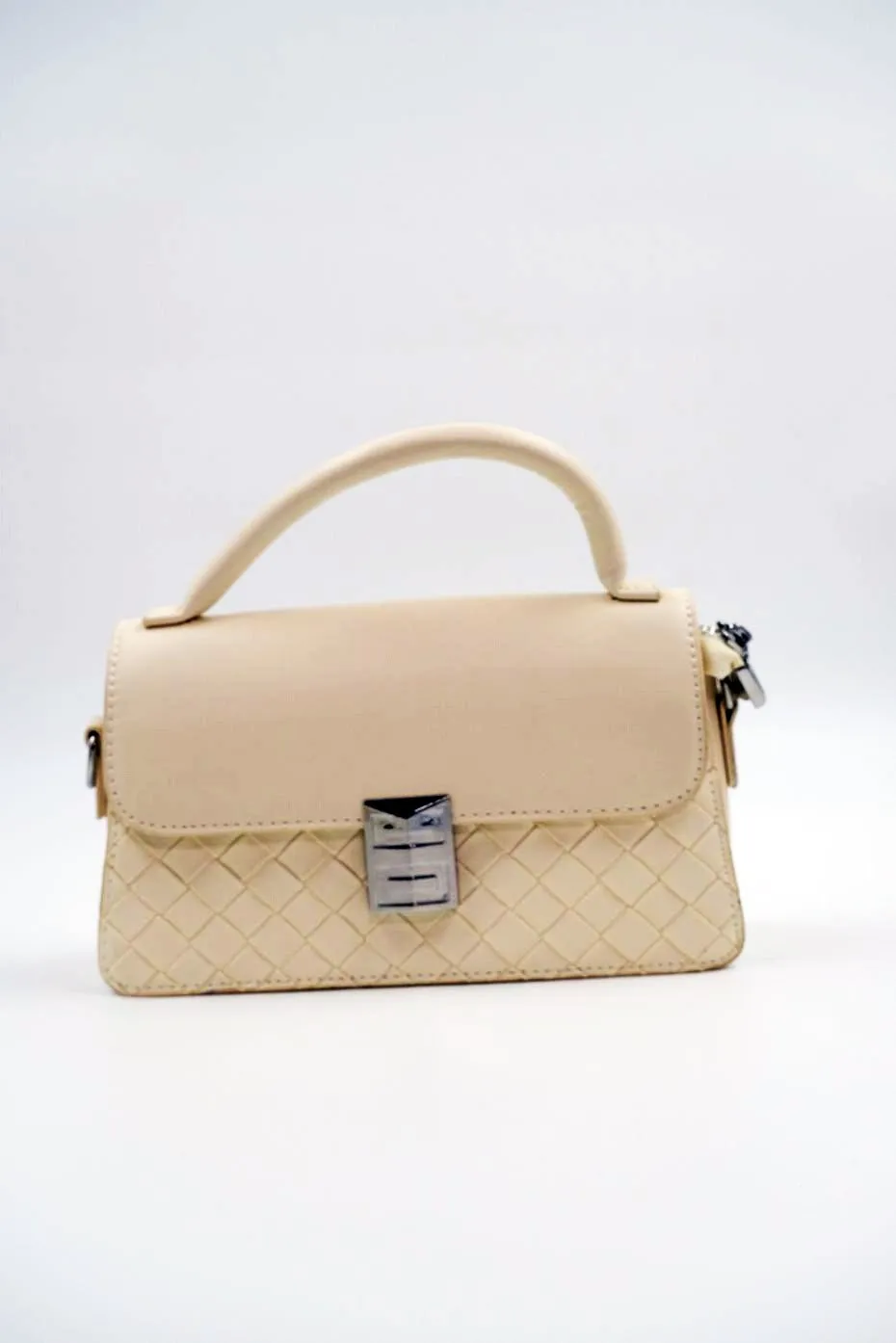 Stylish Ivory Woven Texture Handbag