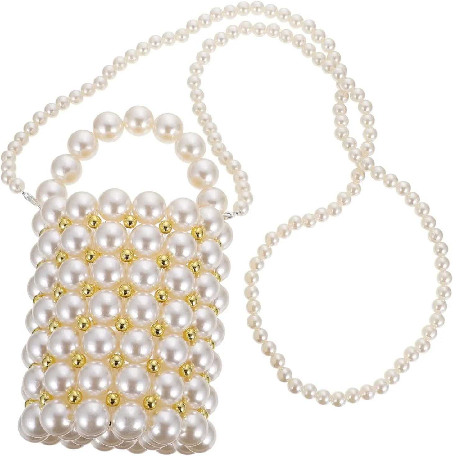 Stylish Pearl Oversized Crossbody Bag for Women One-shoulder Purse Sling Strap