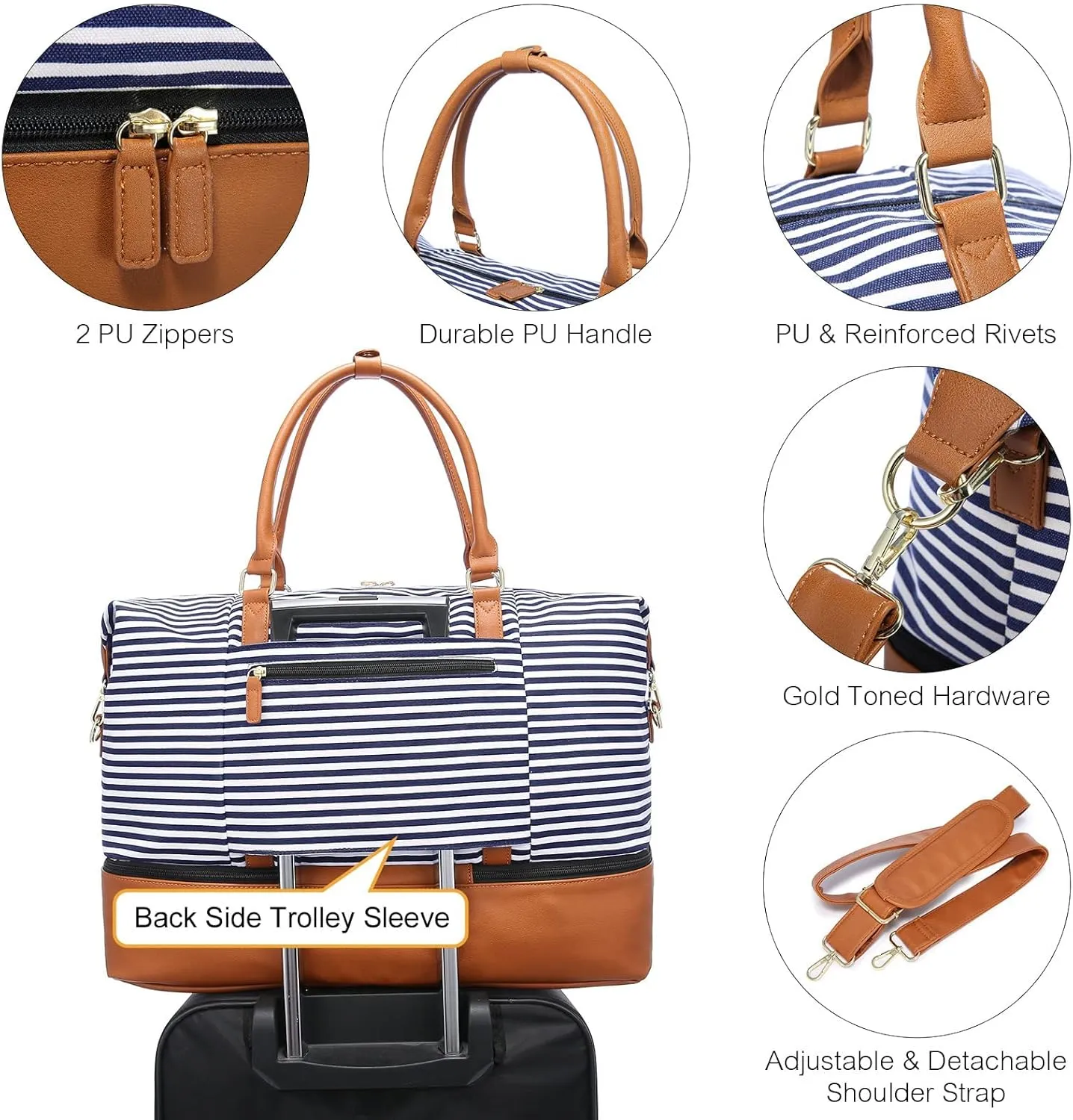 Sucipi Weekender Bags for Women Canvas Travel Duffle Bag with Shoe Compartment Overnight Bag Carry on Gym Duffel with Toiletry Bag for Traveling Weekend Hospital Bags for Labor and Delivery