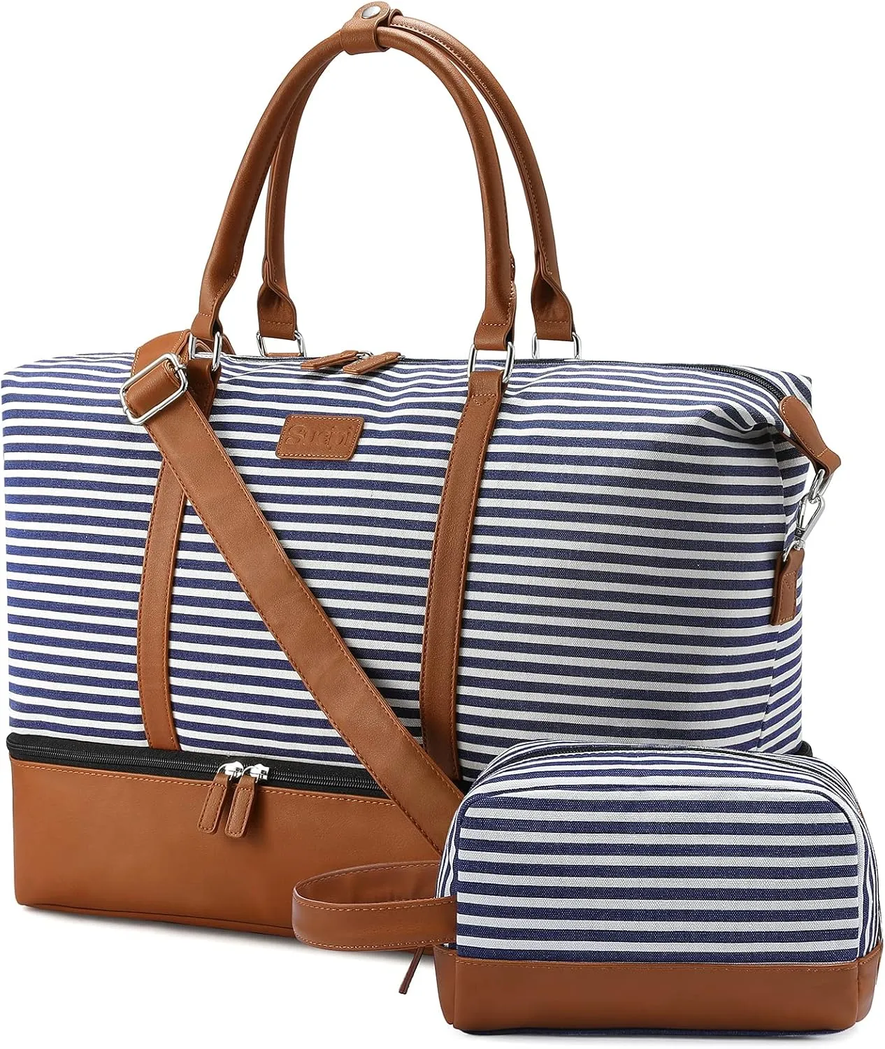 Sucipi Weekender Bags for Women Canvas Travel Duffle Bag with Shoe Compartment Overnight Bag Carry on Gym Duffel with Toiletry Bag for Traveling Weekend Hospital Bags for Labor and Delivery