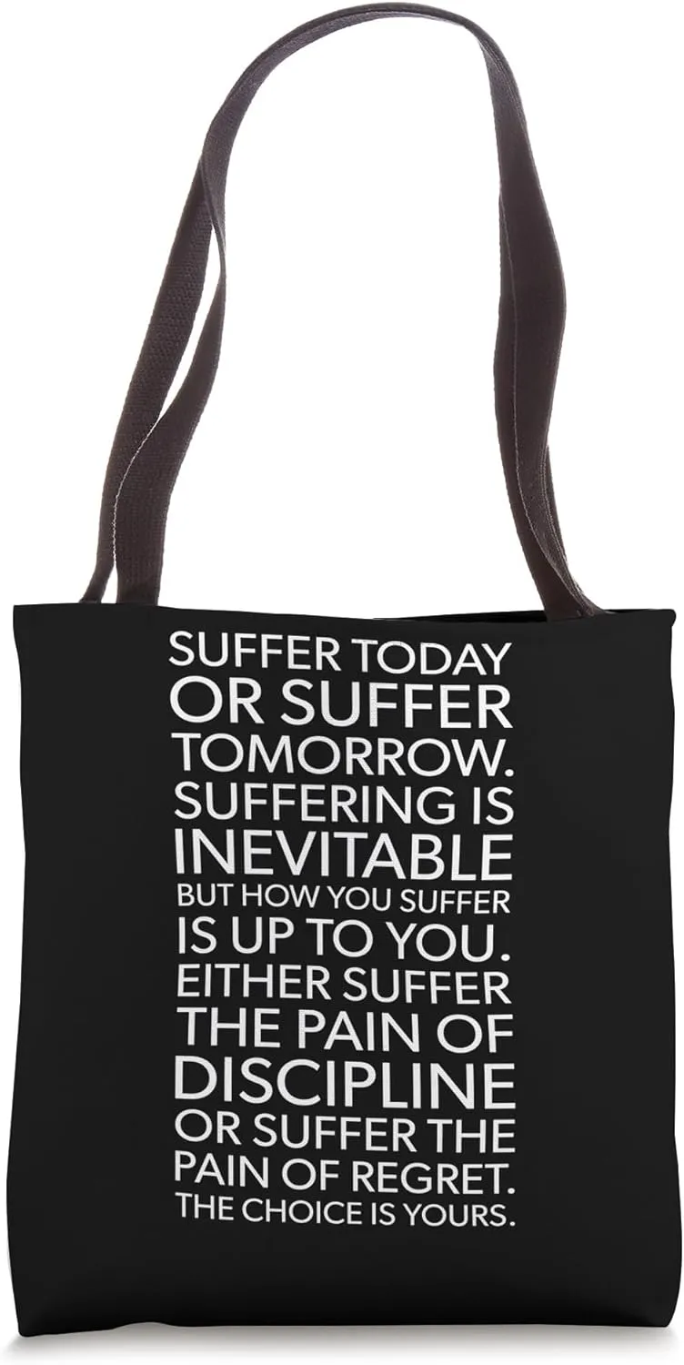 Suffer Pain Of Discipline, Gym, Hustle, Success Motivational Tote Bag