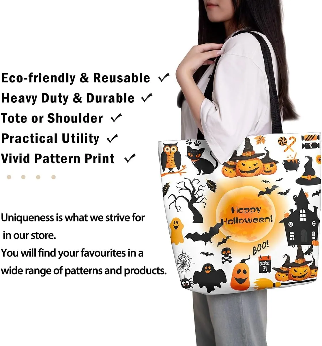 Sugar Skull Canvas Tote Bag for Women,Boho Floral Gym Bag Gothic Bone Goth Halloween Skeleton Bags