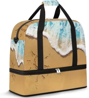 Summer Sandy Beach Foldable Travel Duffel Bag Tote Carry on Luggage Sport Duffle for Women Men Gym Bag Overnight Weekender Bags with Shoe Compartments and Shoulder Strap