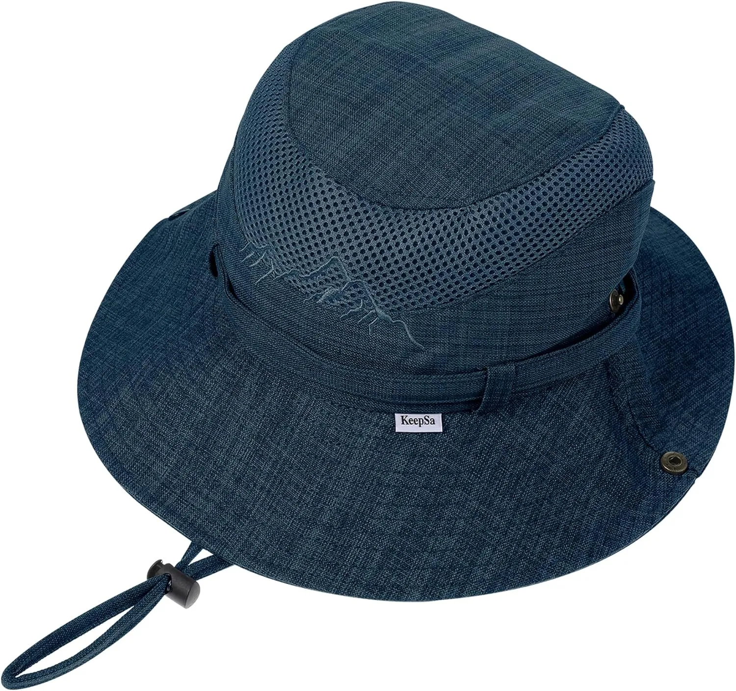 Sun Hat for Men, Cotton Embroidery Summer Outdoor Sun Protection Wide Brim Bucket Hat Foldable Safari Boonie Hat