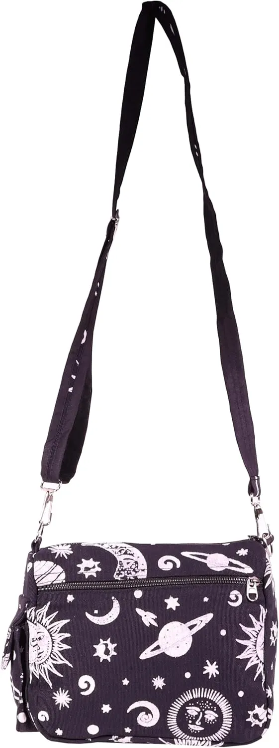 Sun Moon Planets and Stars Hippie Crossbody Shoulder Bag