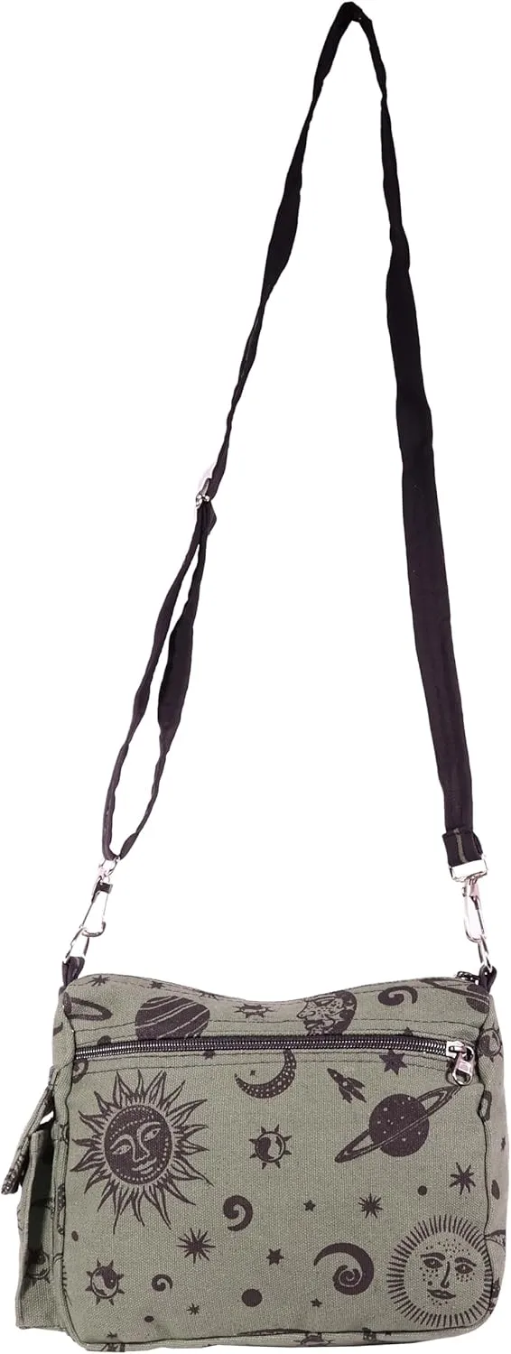 Sun Moon Planets and Stars Hippie Crossbody Shoulder Bag