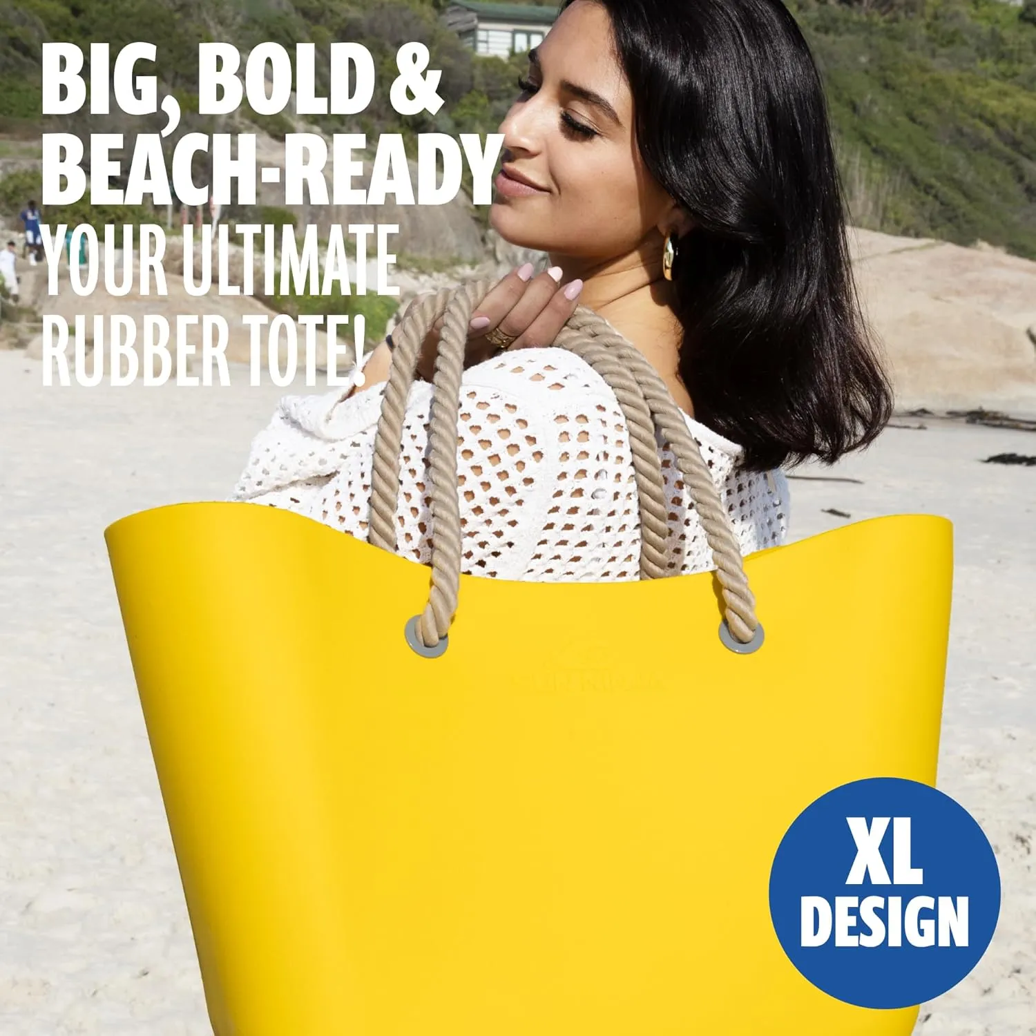 SUN NINJA Rubber Tote Bag - Extra Large Waterproof Sandproof and Washable EVA Plastic Bag for Boat Beach or Swim