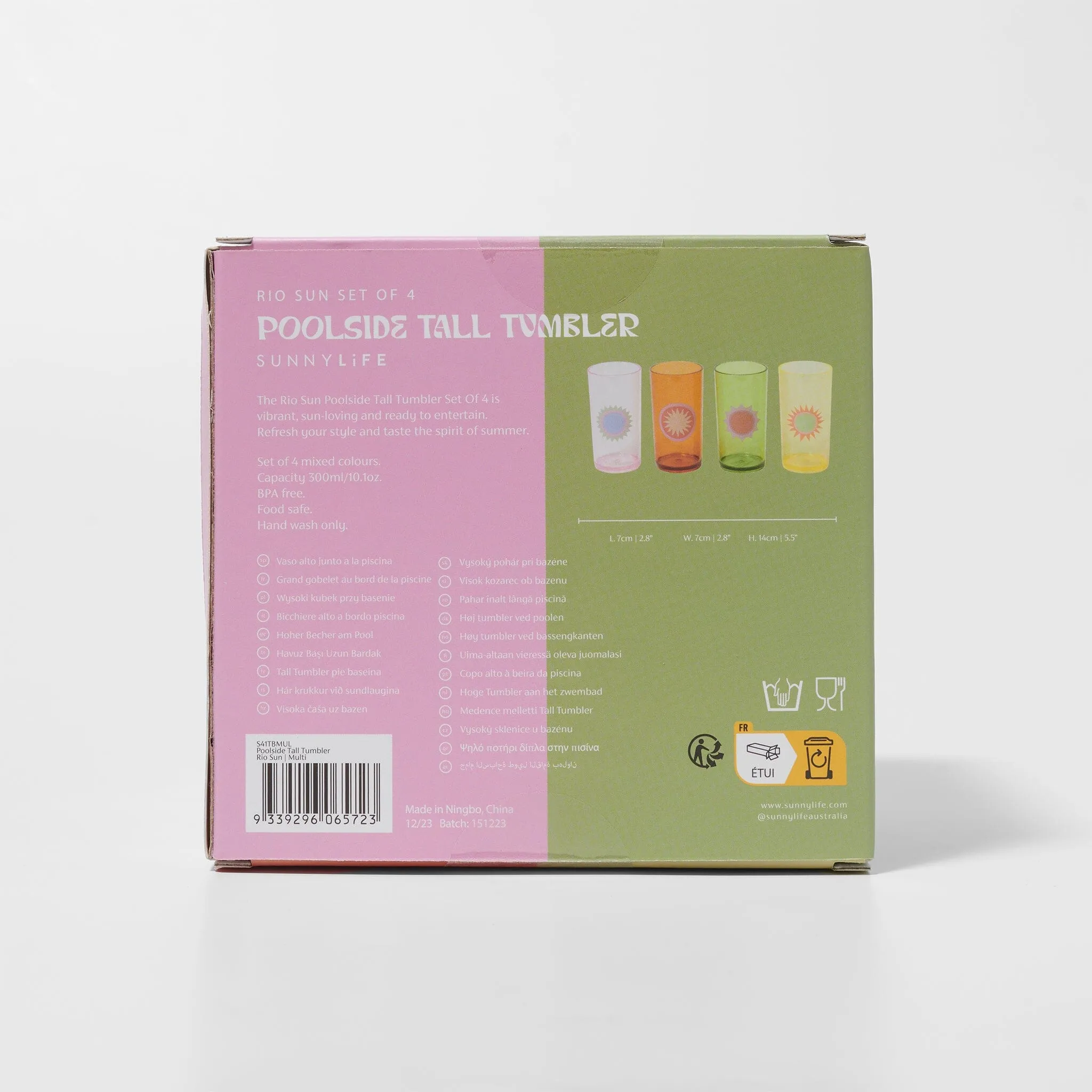 Sunnylife - Poolside Tall Tumbler - Rio Sun Multi - Set of 4