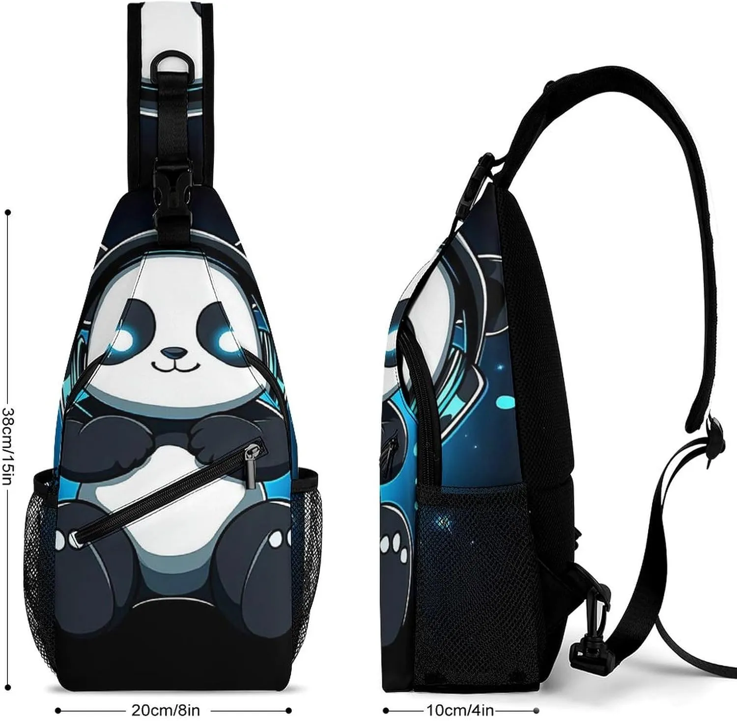 Supdreamc Men & Women Gym Crossbody Sack Satchel Outdoor Hiking Bag, Animal Headphones Music Cute Panda Sling Backpack Rucksack for Outdoors Running Climbing - Handy Tote Bags