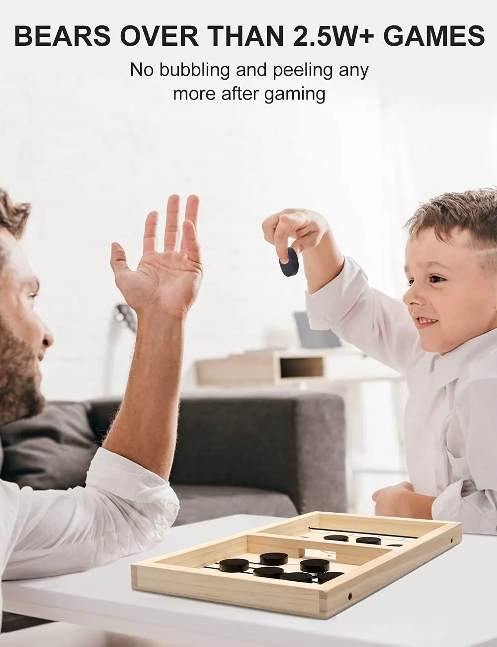 SuperWinner Fast Sling Puck Board Game - Larger Wooden Hockey, Slingshot Sling Puck Toys for Adults, Kids and Parent-Child Interaction