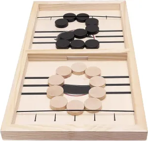 SuperWinner Fast Sling Puck Board Game - Larger Wooden Hockey, Slingshot Sling Puck Toys for Adults, Kids and Parent-Child Interaction