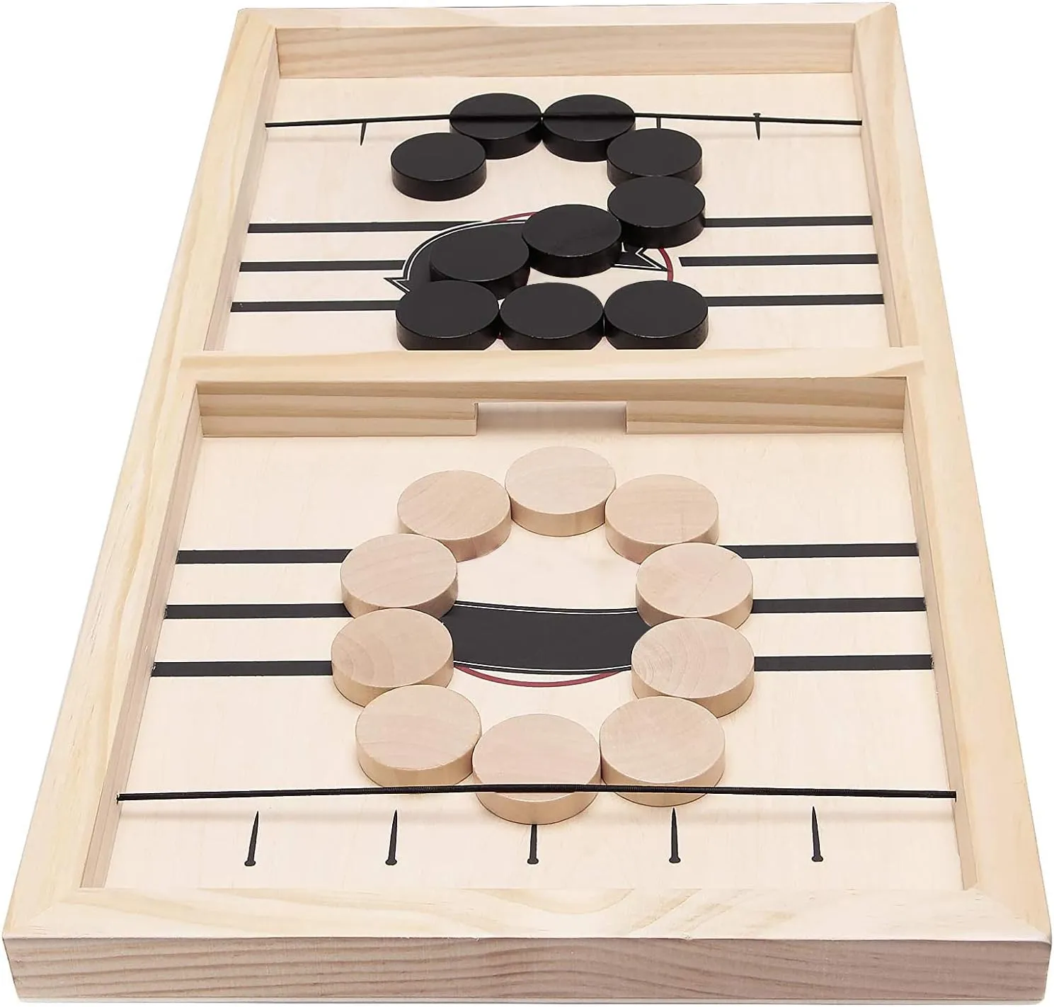 SuperWinner Fast Sling Puck Board Game - Larger Wooden Hockey, Slingshot Sling Puck Toys for Adults, Kids and Parent-Child Interaction