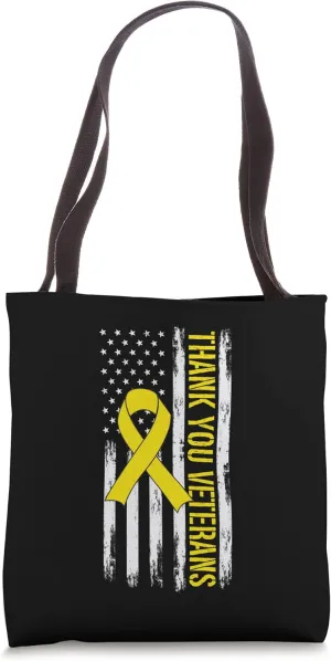 Support Our Troops Yellow Ribbon Military American Flag Tote Bag