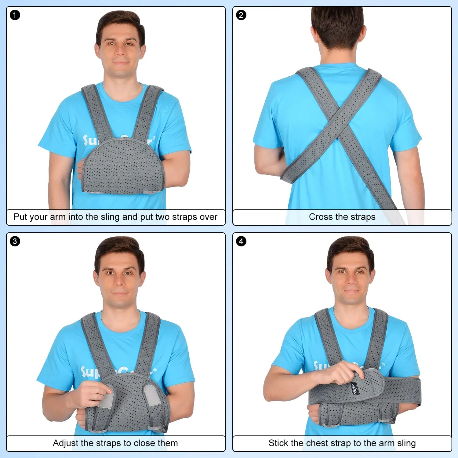 supregear Arm Sling Shoulder Immobilizer, Adjustable Lightweight Medical Comfortable Shoulder Support Breathable Rotator Cuff Brace for Broken Fractured Bones Dislocation, Can Be Used Day or Night