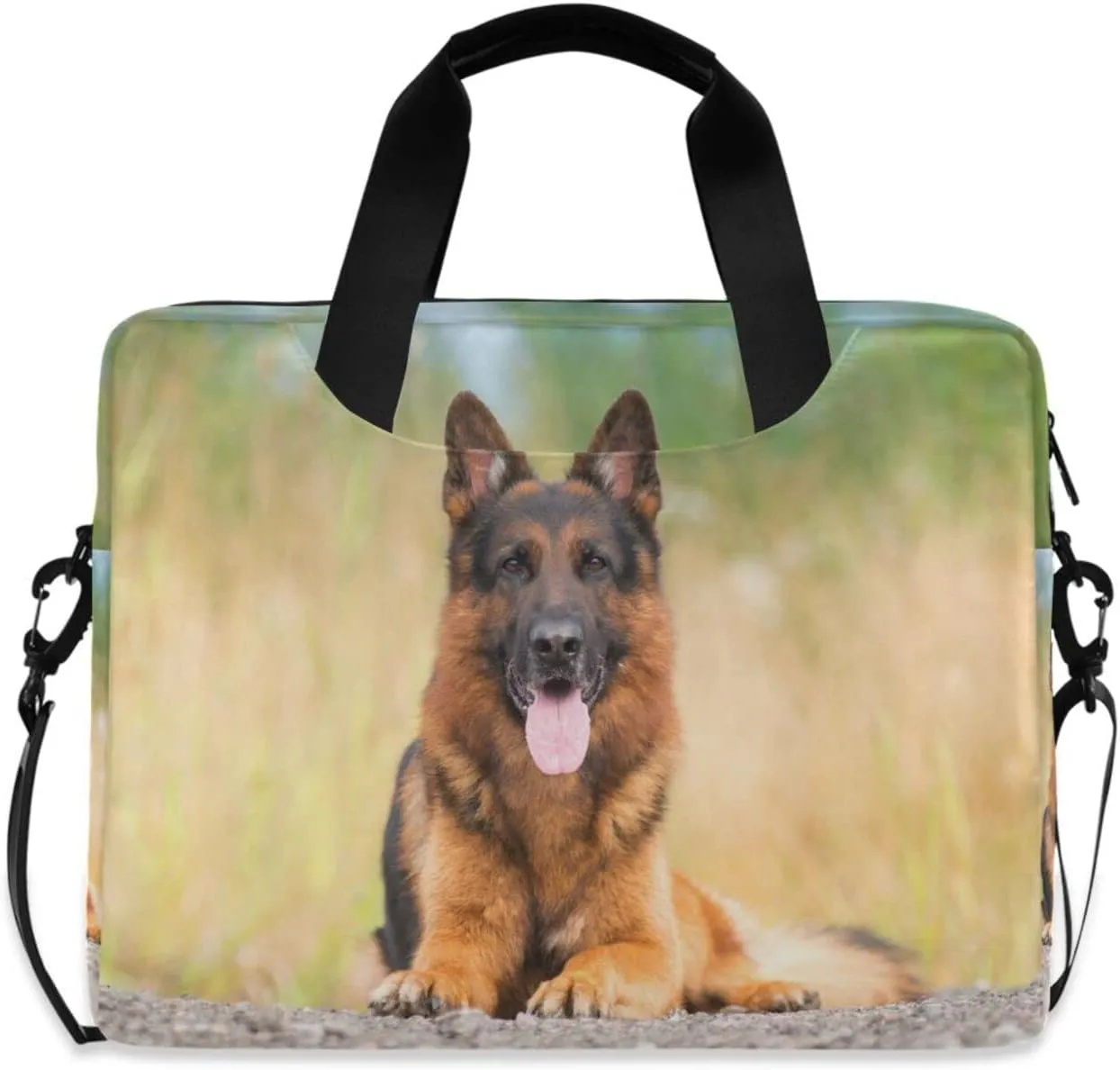 susiyo Shepherd Dog Lies on The Lawn Laptop Shoulder Bag, Polyester Briefcase Sleeve Messenger Bag 16-Inch Laptop Case for Men Women Work Business Travel