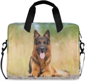 susiyo Shepherd Dog Lies on The Lawn Laptop Shoulder Bag, Polyester Briefcase Sleeve Messenger Bag 16-Inch Laptop Case for Men Women Work Business Travel