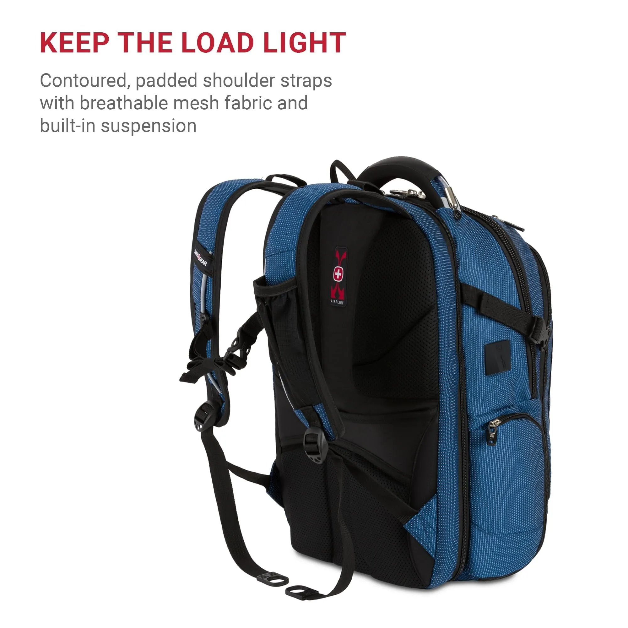 Swiss Gear 5358 USB ScanSmart Laptop Backpack, 16" Laptop Compartment, Blue/Black