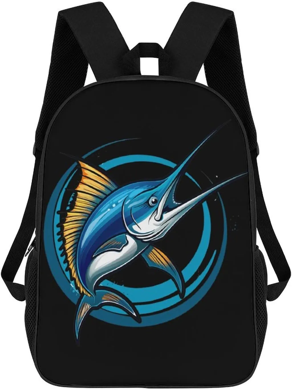 Swordfish Sport Fishing Marlin Sailfish Billfish 17 Inch Shoulder Backpack Lightweight Laptop Backpack Travel Daypack for Women Men