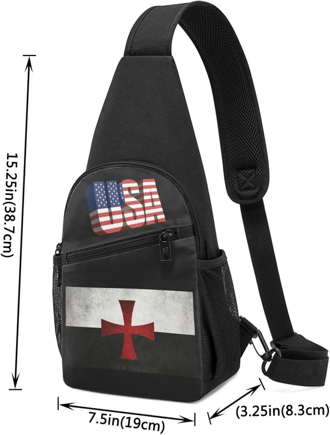 Symbol of the Knights Templar，Fashion One-Shoulder Bag，Anti-Theft Crossbody Shoulder Chest Bag