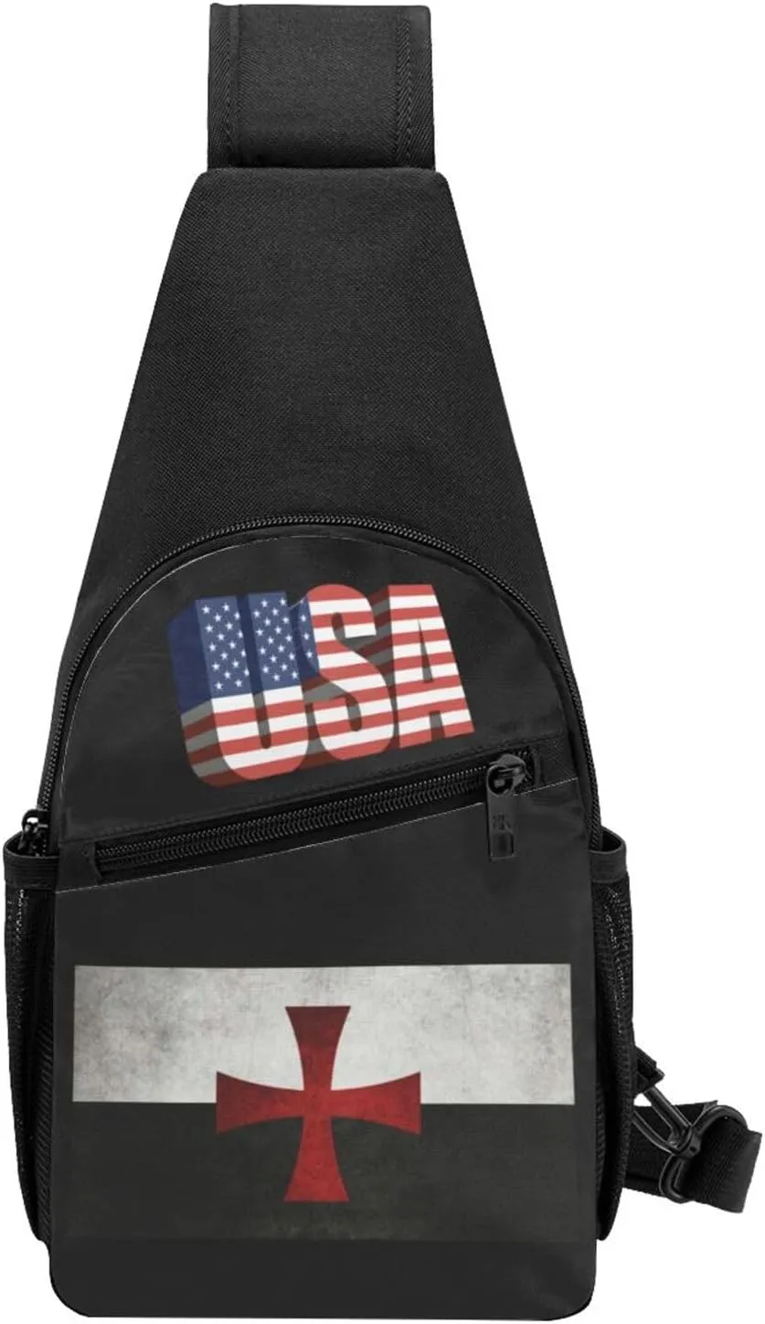 Symbol of the Knights Templar，Fashion One-Shoulder Bag，Anti-Theft Crossbody Shoulder Chest Bag