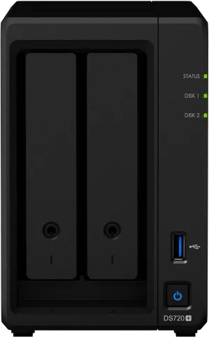 Synology DiskStation DS720  NAS Server for Business with Celeron CPU, 6GB Memory, 2TB SSD Storage, DSM Operating System