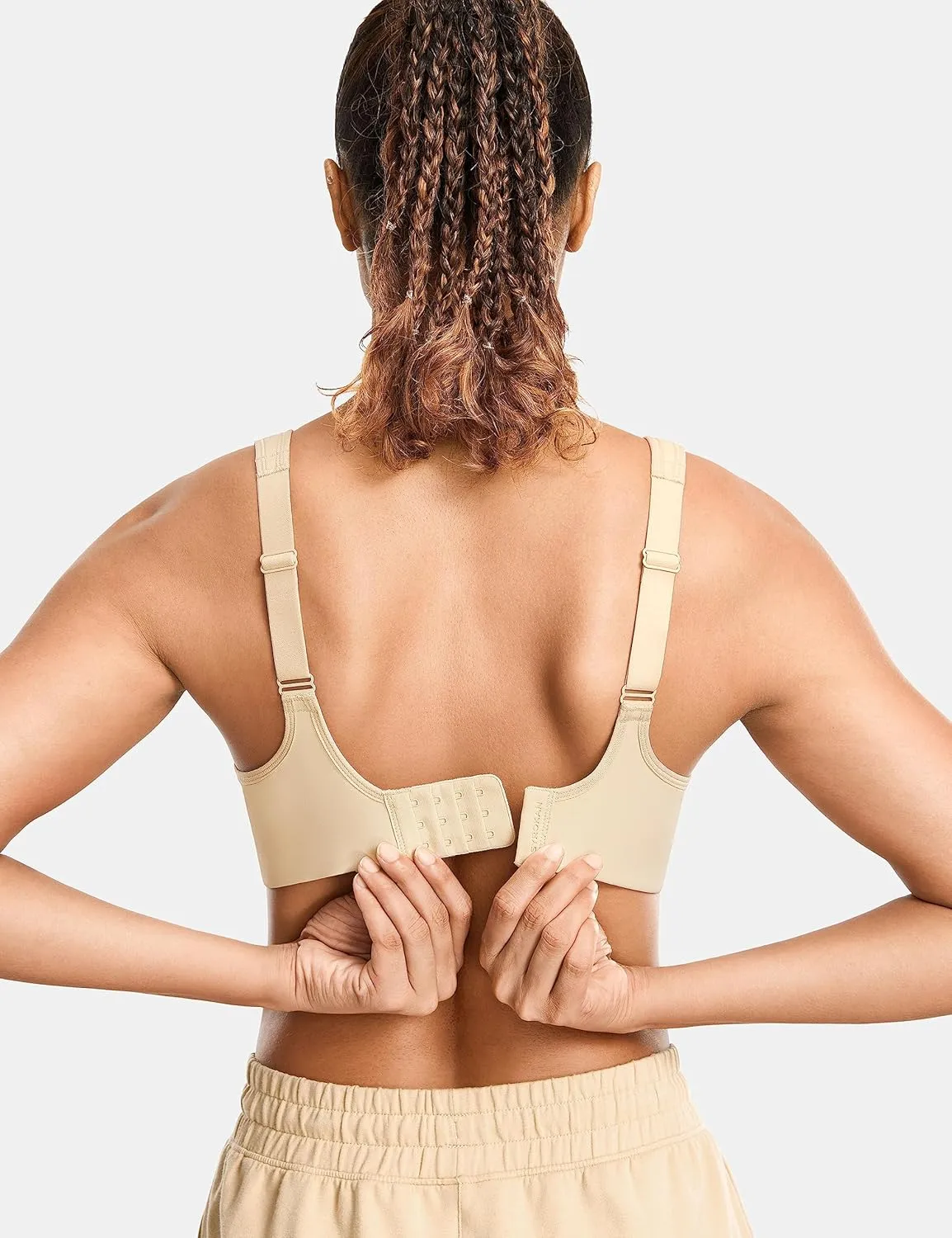 SYROKAN Sports Bras for Women High Support Underwire Padded Full Coverage Running Gym Workout