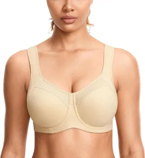 SYROKAN Sports Bras for Women High Support Underwire Padded Full Coverage Running Gym Workout