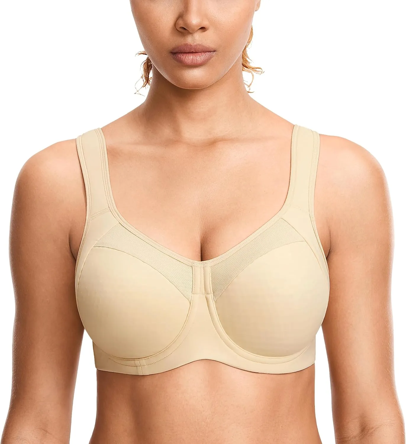 SYROKAN Sports Bras for Women High Support Underwire Padded Full Coverage Running Gym Workout