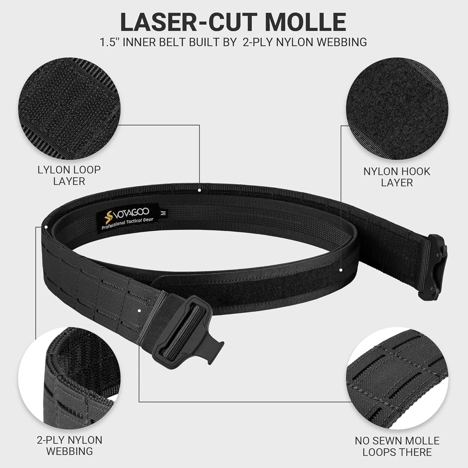 Tactical Battle Belt with Quick Release Buckle MOLLE System, Heavy Duty Gun Holster Belt