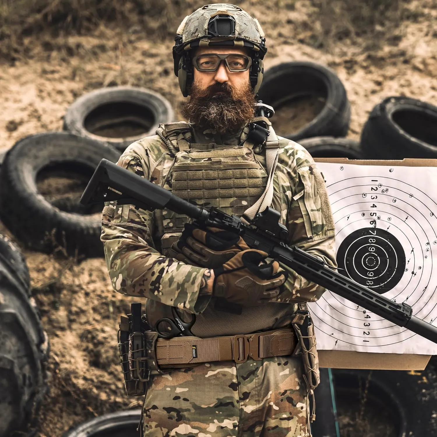 Tactical Battle Belt with Quick Release Buckle MOLLE System, Heavy Duty Gun Holster Belt