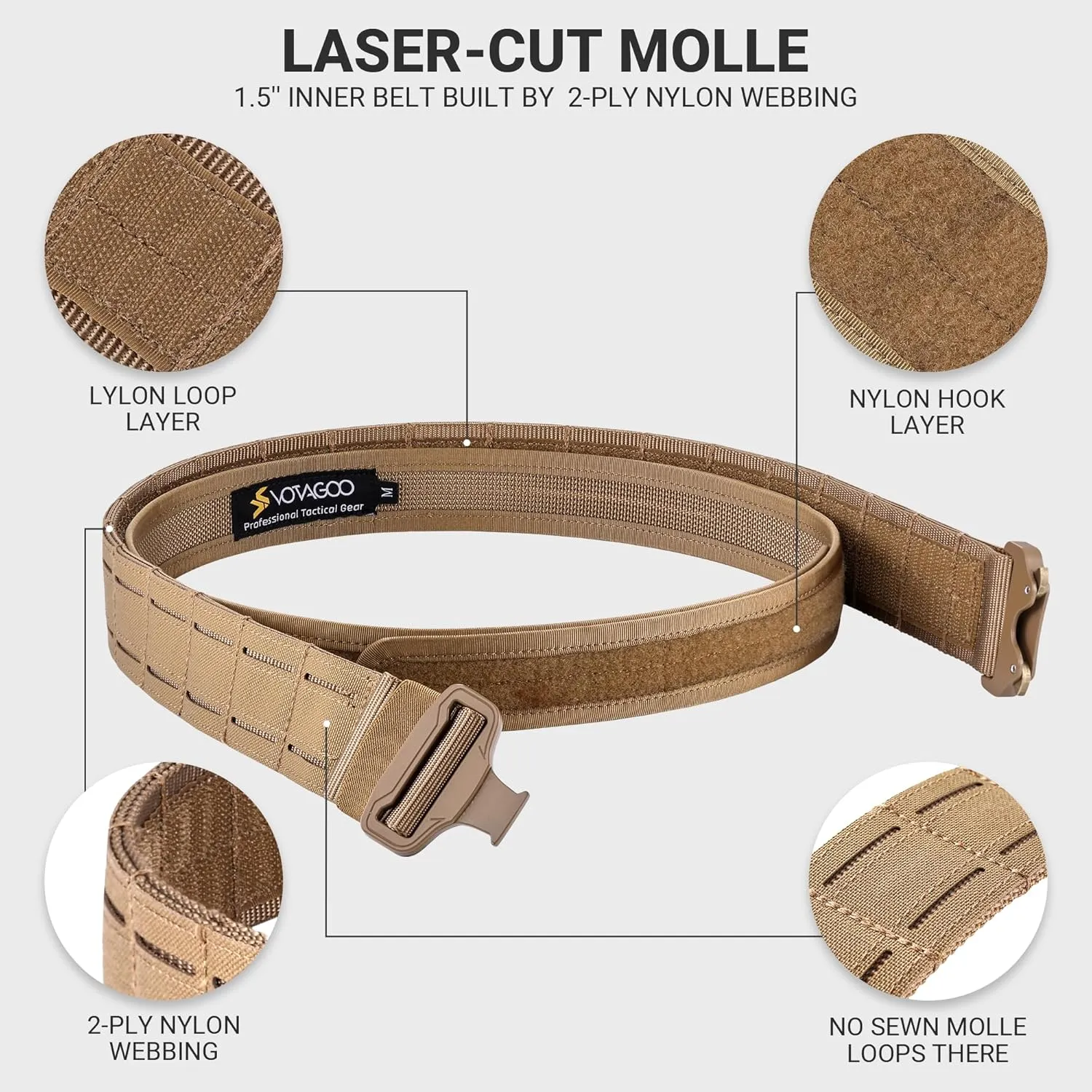 Tactical Battle Belt with Quick Release Buckle MOLLE System, Heavy Duty Gun Holster Belt