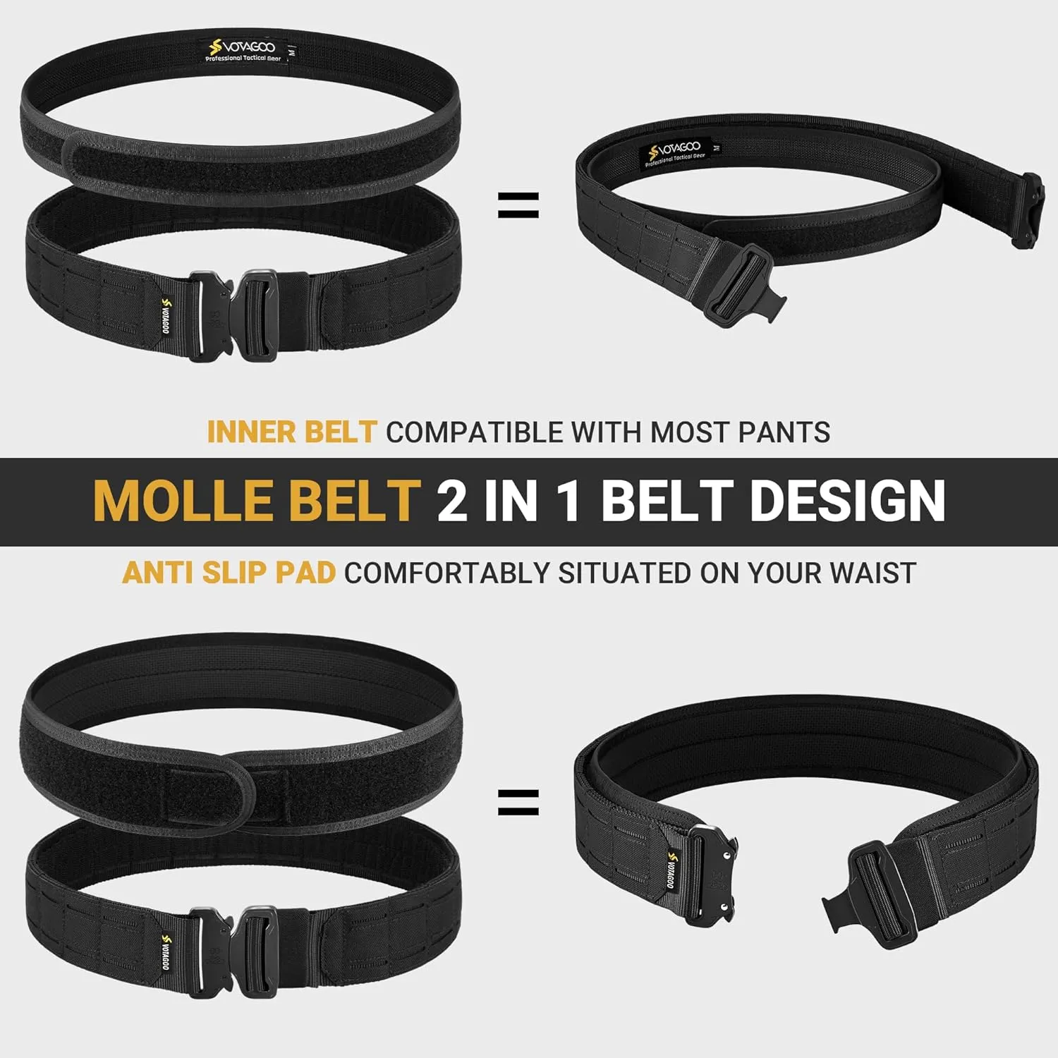 Tactical Battle Belt with Quick Release Buckle MOLLE System, Heavy Duty Gun Holster Belt