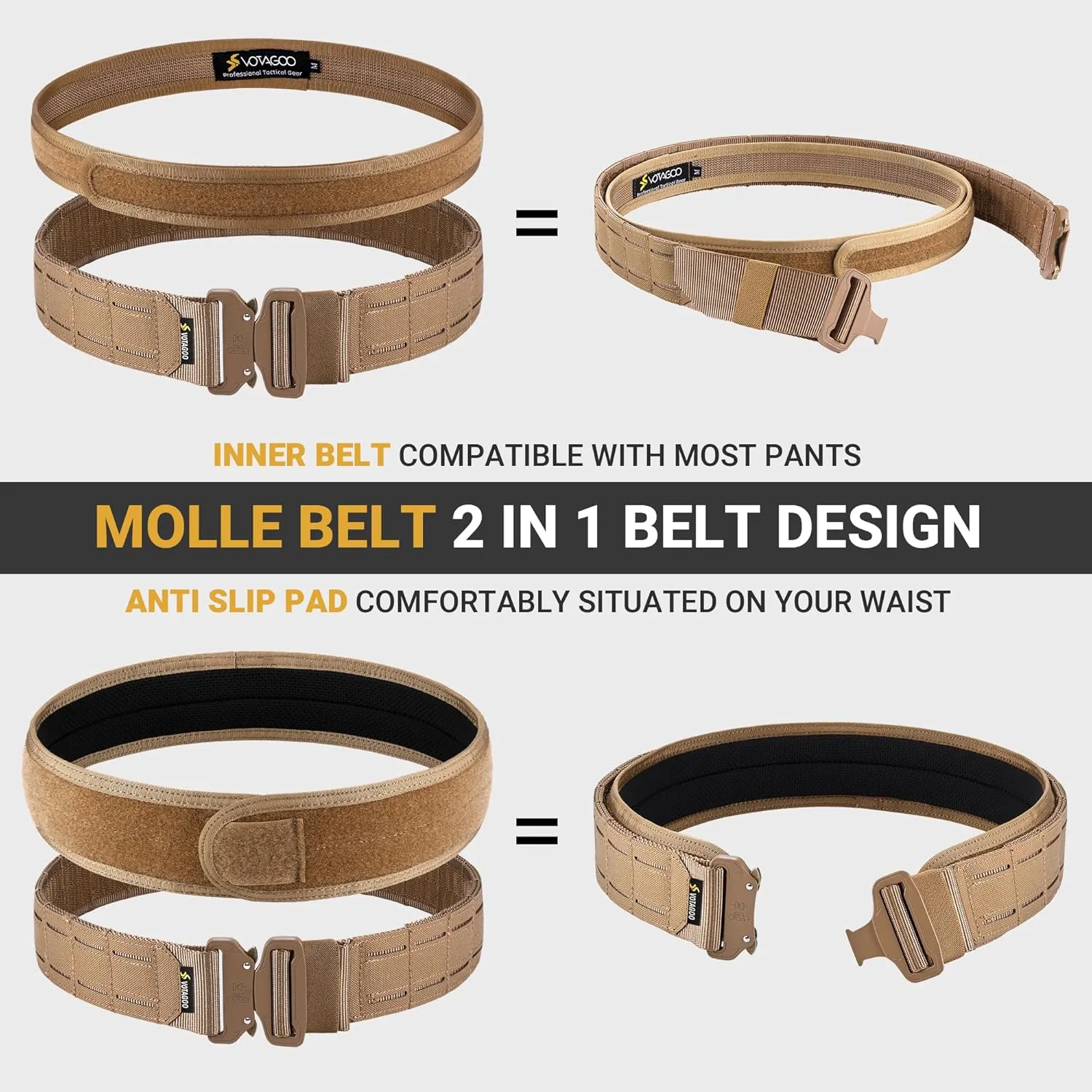 Tactical Battle Belt with Quick Release Buckle MOLLE System, Heavy Duty Gun Holster Belt