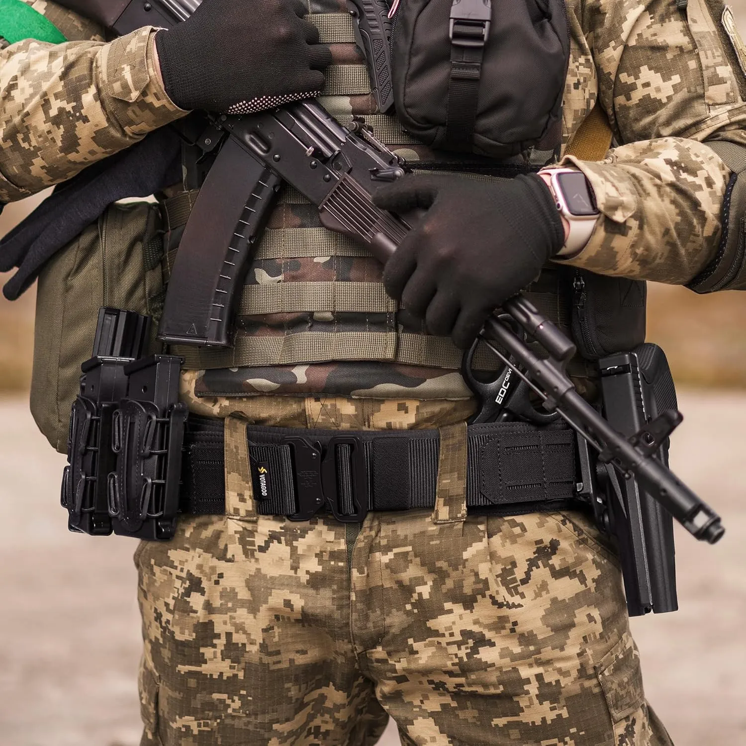 Tactical Battle Belt with Quick Release Buckle MOLLE System, Heavy Duty Gun Holster Belt